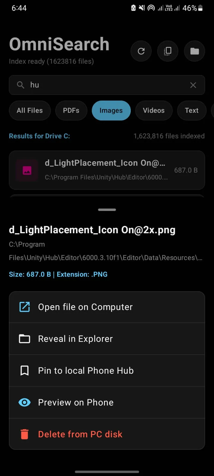 OmniSearch Android 端文件浏览界面,展示手机端的文件管理功能